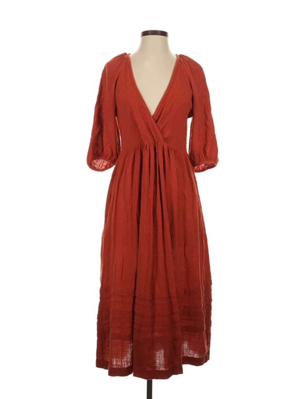 Red Madewell peasant dress